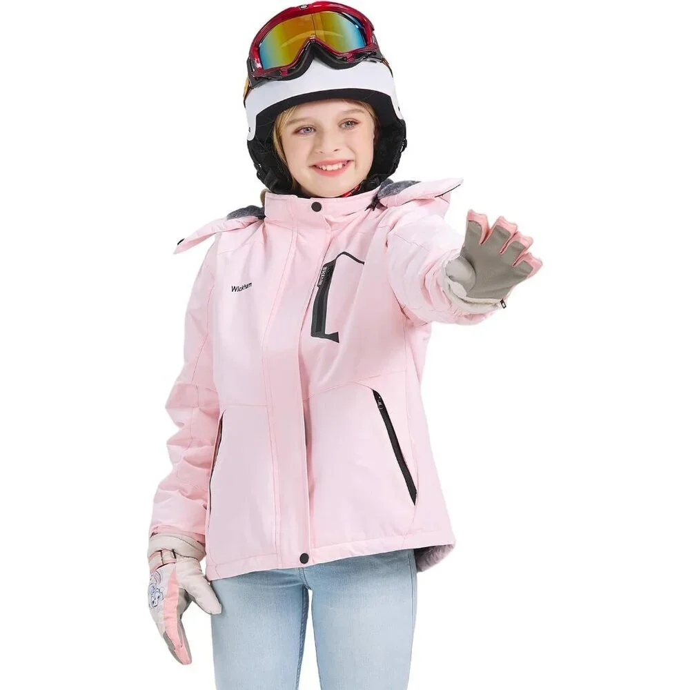 Girl's Waterproof Ski Jacket Winter Warm Fleece Lined Snow Windproof Jackets Rem